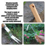 Outil De Désherbage 3 Pièces, Désherbeur À Racines Profondes, Ensemble D'Outils De Jardin, Dessinateur avec Manche en Bois, Croc