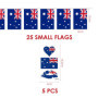 1 guirlande de fanions avec drapeau australien, 5 autocollants pour le visage, drapeaux carrés, décoration de train avec drapeau