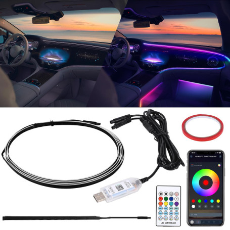Weinsamkeit Bande LED Voiture Interieur, Éclairage intérieur de Voiture RVB avec Télécommande/APP Contrôle LED Intérieur Bande L
