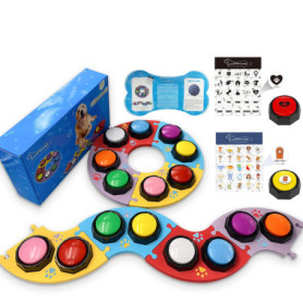 MMGGAISH 8 Boutons de Communication pour Chien colorés, Bouton de Conversation pour Chien, Bouton pour Chien, 50 Autocollants et