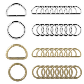 Roosea 40Pcs Anneau en D Anneaux en D Boucle en Métal Anneau Sac a Main Anneau Demi Rond 30mm et Mousqueton Rond Petits Anneaux 