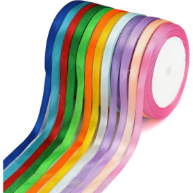 Lot de 12 rubans décoratifs en satin de polyester double face pour mariage, emballage cadeau, loisirs créatifs (multicolore)