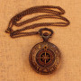 FENKOO Montre de Poche Rome Antique Motif Boussole Quartz Montre à Gousset Vintage Antique Montre Gousset chaîne de 78 cm