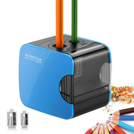 AOBETAK taille crayon électriques avec réservoir, USB et alimenté par piles, Aiguiseur automatique Taille-crayons électrique rob
