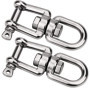 TDDL 2Pcs M8 Manille Pivotante en Acier Inoxydable 304 de Qualité Marine Ancre Mâchoire Pivotante Double Émerillon Manilles Chaî