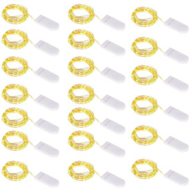 Wodasi Guirlande Lumineuse à Piles 20 Pièces, Mini LED 1M 10 LEDs Fil de Cuivre, Décoration Blanc Chaud