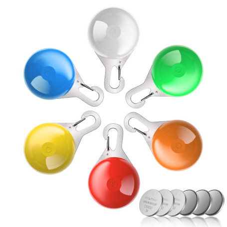 HOTERB Pendentif Lumineux Chien,LED lampe pour chien,6PCS Lumières de Sécurité Colorées pour Chien Chat pour Porte-clés Cyclisme