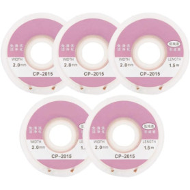 Topalli - 5 pièces de Solder Mèche, Cp-2015 Mèche à Dessouder 1,5 Mètre Tresse à Dessouder avec Noyau en Cuivre, Accessoire à So