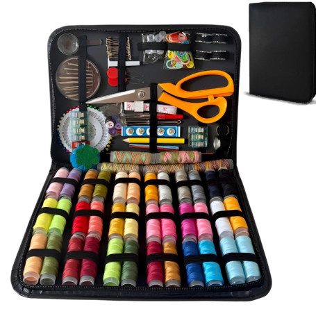 Home's Game Kit de couture complet avec boîte de rangement, maison, bureau, voyage. Inclut aiguilles, fils, ciseaux, mètre ruban