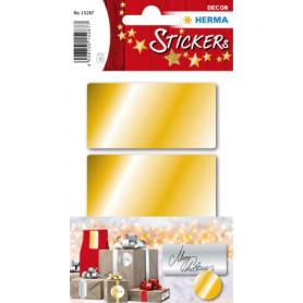HERMA 15287 Lot de 9 autocollants de Noël dorés - 34 x 67 mm - Étiquettes de fermeture pour cadeaux - Points adhésifs pour décor