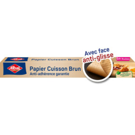Albal - Papier Cuisson Brun 5m - Teinte naturelle - Anti-glisse - Anti-adhérent