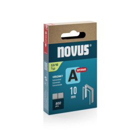 NOVUS TOOLS Agrafes en fil fin 10 mm super dure de type 53, 800 pièces, agrafes galvanisée pour tissus, cuir, capitonnage ou moq