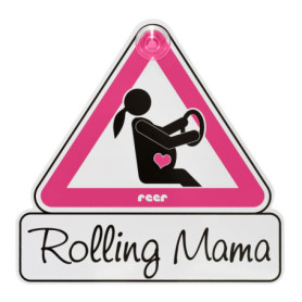reer 88014 MommyLine Plaque de voiture pour femme enceinte « Rolling Mama » Rose
