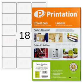 Printation Étiquettes d'adresse universelles pour enveloppes - 63,5 x 46,6 mm blanc - 450 Étiquettes autocollantes 63,5 x 46,6 s