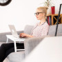 Relaxdays, blanc Table d’ordinateur portable, bambou, pliante, bureau, tablette genoux, livres, HxLxP : 24 x 60 x 35 cm, 1 éléme