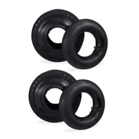 Relaxdays 2X Roues avec Chambre à air, Pneu de Secours, 3.00-4’’ pour Diable, Crampons, 125 kg, 260x85mm, Noir