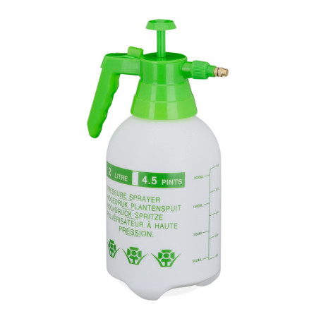 Relaxdays Pulvérisateur Universel Manuel 2L, Jet réglable, pour Eau et désherbant, brumisateur Jardin, Blanc et Vert