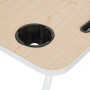 Relaxdays Table lit et canapé Ordinateur Portable, Porte-Tablette Encoche gobelet, HxLxP: env. 26x63x40 cm, Nature/Blanc