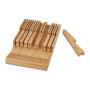 Relaxdays Range-Couverts pour tiroir, pour 16 Couteaux & aiguisoir, Accessoire en Bambou, HxLxP : 5,5x24x40 cm, Nature