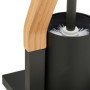 Relaxdays Serviteur WC, Non Fixe, Support pour Papier Toilette, Brosse et Porte-Brosse, 75x18,5x18,5 cm, Nature - Gris