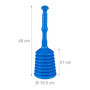 Relaxdays Déboucheur à Ventouse, HxD : env. 49x15,5 cm, débouche évier, Baignoire, Douche, Pression, en Plastique, Bleu