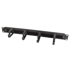 LogiLink Professional OR106B - Panneau de Gestion de câbles 19" avec 4 étriers en Acier et Barrette de Brosse Noir