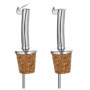 Incutex 5 Bouchon Verseur en Liège et 1 Brosse de Nettoyage, Becs Verseurs Réutilisable avec Clapet pour Bouteilles de Vin, d'hu