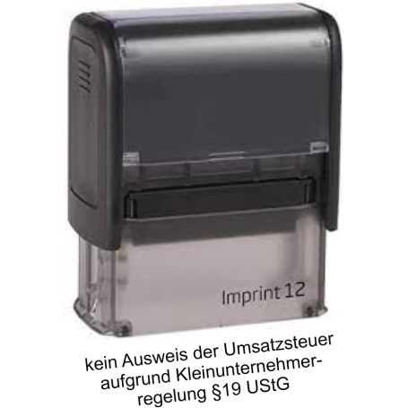 Die Stempel GmbH - Auto-encreur Imprint 2 / Texte en stock - Règlement des petites entreprises - Tampon texte de stock pour l'ét