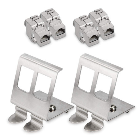 kwmobile 4X Module Keystone RJ45 Cat 6a - Modules de Brassage pour Branchement Câble RJ45 - Connecteur Blindé avec Support pour 