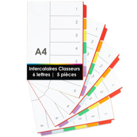 OfficeTree 5x Intercalaires Classeurs A4 Carton avec 6 Onglets - Intercalaire A4 pour Classeurs - Intercalaires A4 avec Multiper