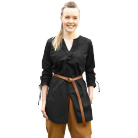 Battle-Merchant Tunique médiévale Ylva pour femme, chemise cintrée du début médiéval, tenue de tortue, taille LARP, viking, pira