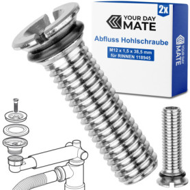 Vis creuse pour tête de robinet, M12 x 1,5 x 38,5 mm, 2 pièces, compatible avec la garniture de vidage IKEA RINNEN, remplacement