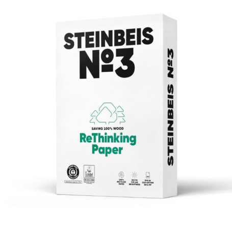 Steinbeis No.3 Papier pour imprimante – 2500 (5 x 500) feuilles de papier recyclé A4 80 g/m² blanc et sans chlore de qualité sup