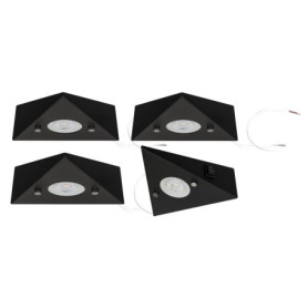 TRANGO 6740-45 Lot de 4 éclairage d'armoire de cuisine noir mat *COOK* encastrable - spot encastré avec module LED 4x 4,8 watts 