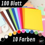perfect ideaz 100 feuilles de Cartonette A4, Papier à dessin, teinté dans la masse, en 10 coloris différents, grammage 130 g/m²,