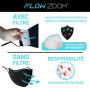 FLOWZOOM® Masque tissu lavable - lot de 2 masques noirs | Efficacité de filtration élevée > 98% | Masque avec filtre poche | Mas