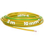 Kalitec Câble de câblage H07V-K 10 mm² vert/jaune - 2 m - Flexible - Câble de terre - Conducteur de protection 10 mm² - Toron en