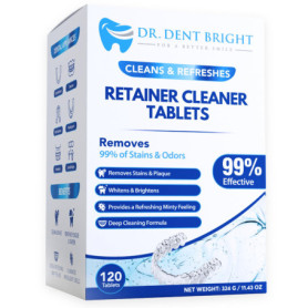 Retainer Lot de 120 tablettes de nettoyage pour des conteneurs propres et frais, gouttières, dentiers, prothèses dentaires - Net