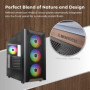 MONTECH XR Bois, façade en Noyer Noir véritable, boîtier de Jeu PC ATX, Panneau latéral en Verre, 4 Ventilateurs GF120 ARGB PWM 