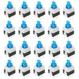 OTOTEC Lot de 20 Interrupteurs à Bouton-poussoir Tactiles 7x7 Mm Autobloquants Micro-interrupteurs à 6 Broches DPDT Mini-interru