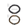 YINETTECH Lot de 2 Bracelets élastiques en Pierre de Lave Naturelle volcanique avec Perles de 8 mm pour Homme et Femme pour Anni