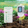 Mcbazel Testeur de Sol ph 3 en 1, Détecteur de Test de Sol Acide-Base, Mesure de Température et d'Humidité avec Affichage LCD Ré