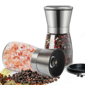 KitchenBoss Moulin a Poivre 2 Pièces Moulin a Sel Réglable Salieres et Poivrieres, Poivrier avec Noyau de broyage en Céramique, 