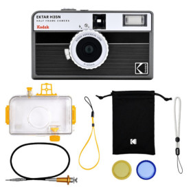 KODAK EKTAR H35N Kit Premium Appareil Photo Demi-Cadre, 35 mm, réutilisable, sans Mise au Point, Fonction Ampoule, Filtre étoile