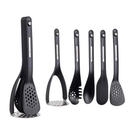 Kitchen Craft - Kit de 5 Ustensiles de Cuisine Magnétiques en Silicone, Rangement Facile, 9 x 9 x 30 cm - Noir