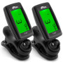 Tiger Clip On Tuner Digital Chromatic Tuner pour Acoustique, Électrique, Guitares Basses, Banjo, Ukulélé, Violon - Pack de 2