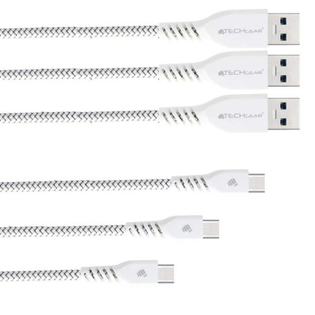 TECHGEAR USB C Câble Chargeur (3 pack) pour Appareils USB Type C Samsung Tab A8 10.5, Tab A7 Lite 2021, Tab A7 10.4, Tab S7 FE/P