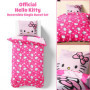 Hello Kitty Ensemble Housse de Couette et Taie d'oreiller Fille, 135x200 cm, 1 Set de Linge de Lit -Deco Chambre Ado Fille