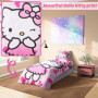 Hello Kitty Ensemble Housse de Couette et Taie d'oreiller Fille, 135x200 cm, 1 Set de Linge de Lit -Deco Chambre Ado Fille