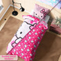 Hello Kitty Ensemble Housse de Couette et Taie d'oreiller Fille, 135x200 cm, 1 Set de Linge de Lit -Deco Chambre Ado Fille